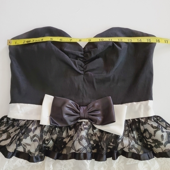 7508 * Jessica McClintock Gunne Sax Strapless Lace Overlay Dress Size 9 Vintage - Picture 8 of 10